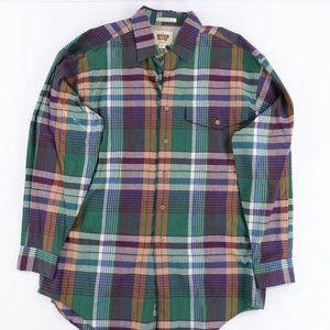 Arrow River Brand Shirt Mens L Navy Long Sleeve Work Outdoors Retro Plaid Casual